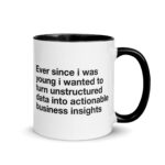Ever Since I Was Young I Wanted To Turn Unstructured Data Into Actionable Business Insights Mug.